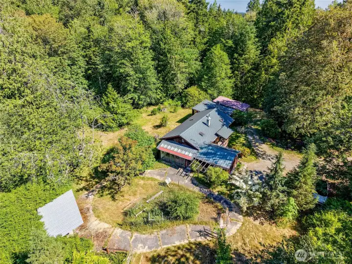Arial of the cabin, looking towards the North