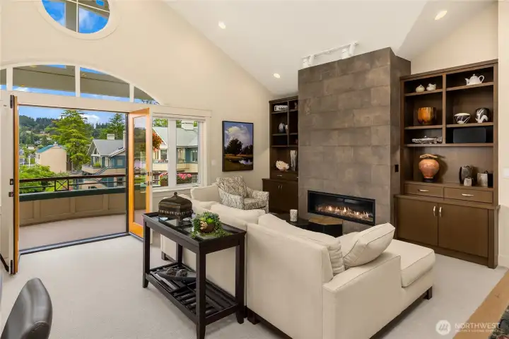 French doors beckon you out to the deck for sunshine and views