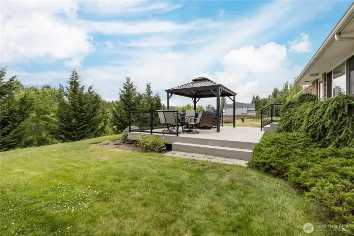 Mature, low-maintenance landscaping.