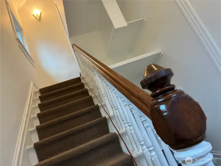 Stairs to the upstairs. Stairs to the upstairs.