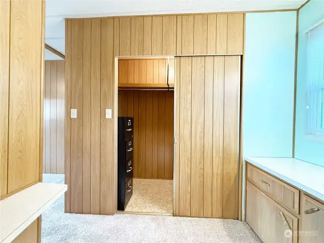 Large deep closet next to the vanity. (Electrical panel in closet.)