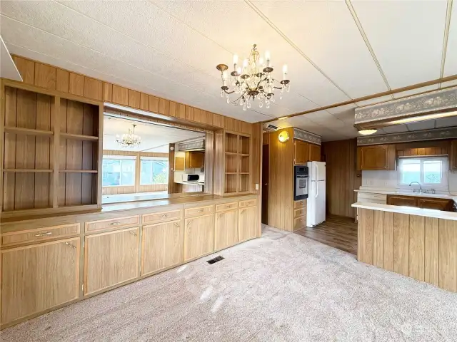 Dining Room includes built-in cabinetry and a great serving area!