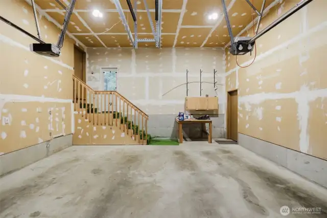 Oversized 2 Car Garage with inside home access stairs