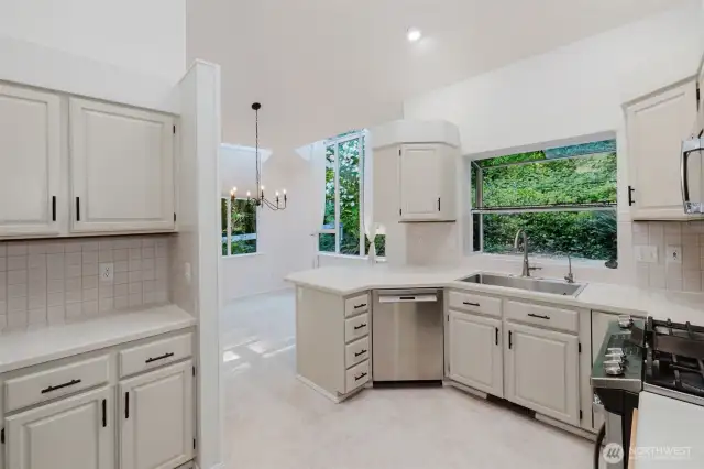 Updated kitchen cabinets and hardware