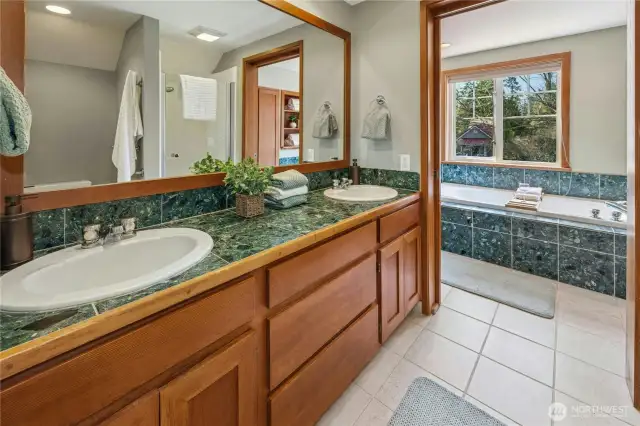 2nd Floor Bathroom w Soaking Tub, Shower & Double Sinks
