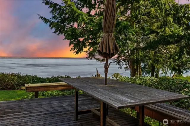 Sunset from the Deck, Built in Table and Bench Seating