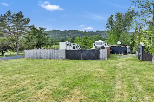 Separate fenced-in RV area with Power and Water.
