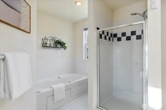 Private jetted tub and separate shower