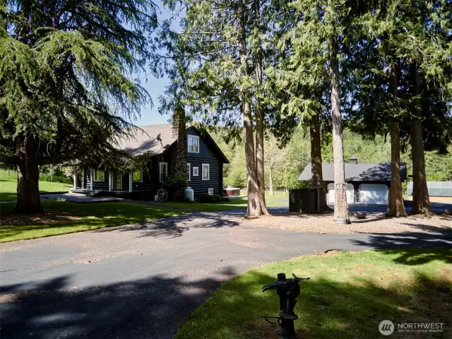 Paved circular driveway