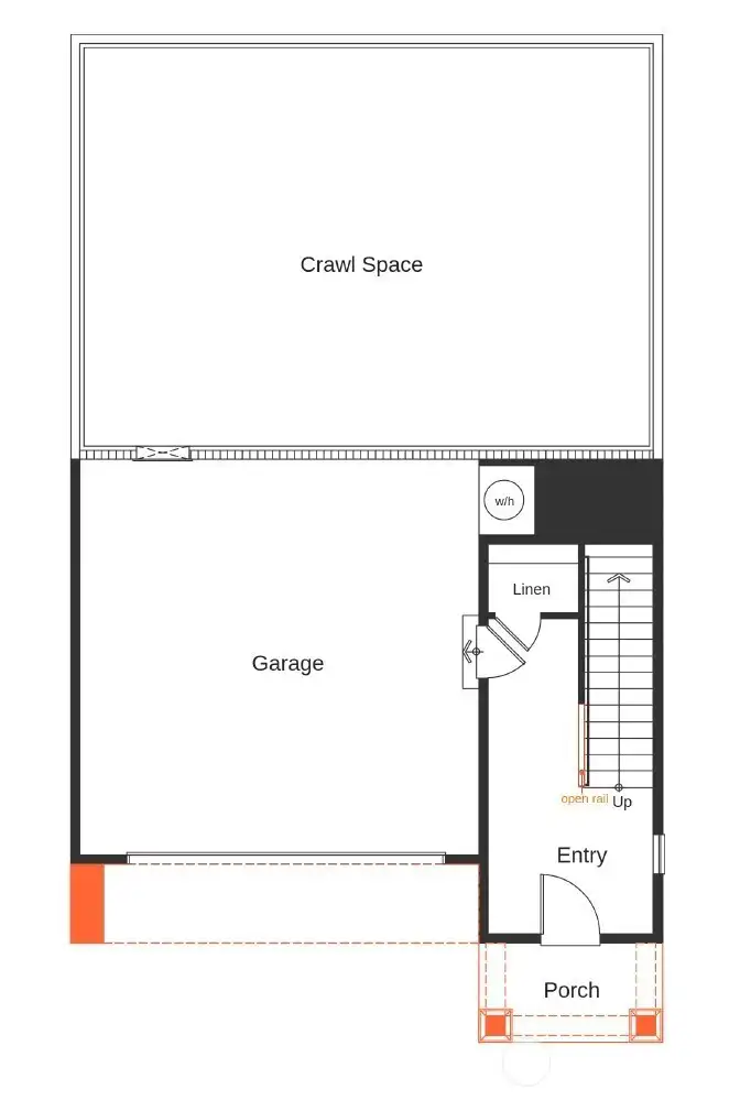 Entry-level layout showcases garage access and interior stairs leading to the main living space. Entry-level layout showcases garage access and interior stairs leading to the main living space.