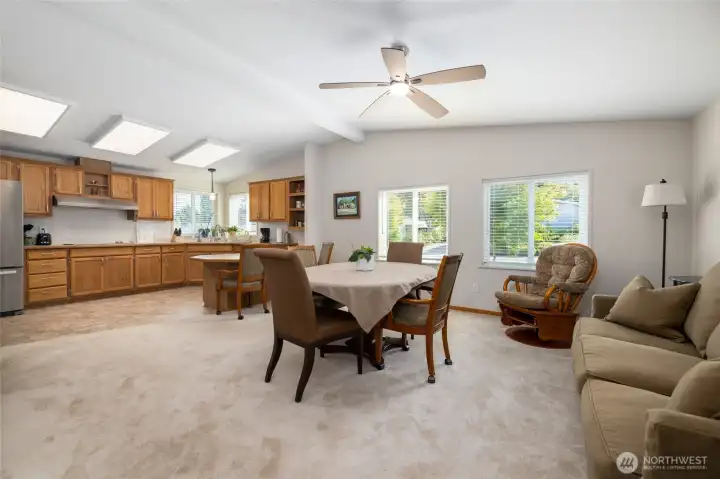 Large dining/living area adjoining kitchen
