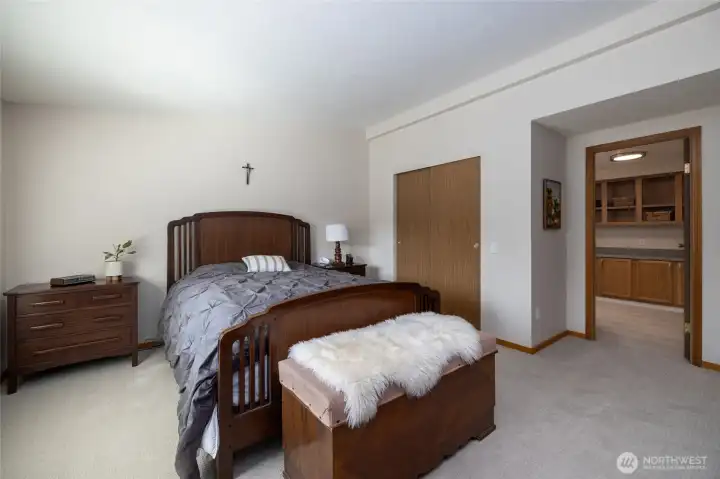 Master bedroom with adjoining fully remodeled 3/4 bath