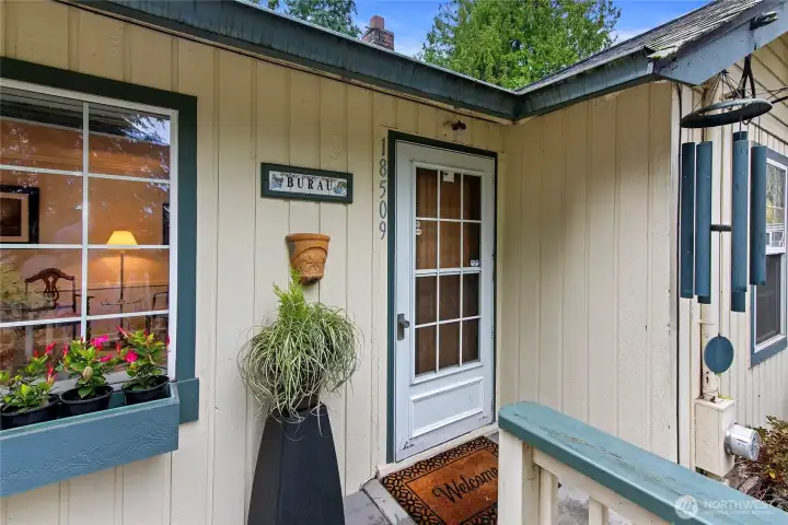 Front door and a peak into the living room.