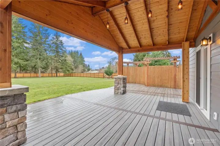 Covered area with lighting is ready for your BBQ