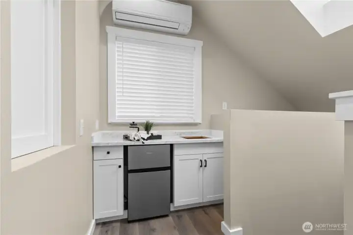 Mini fridge and countertop