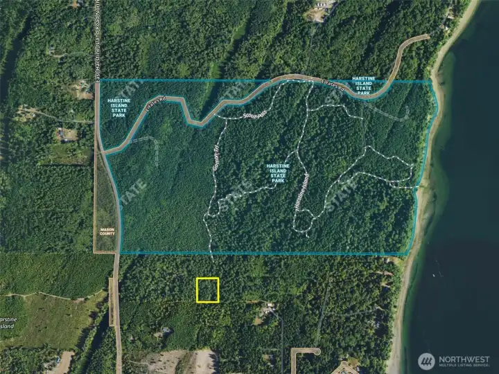 Property in yellow in relation to Hartstine Island Park.