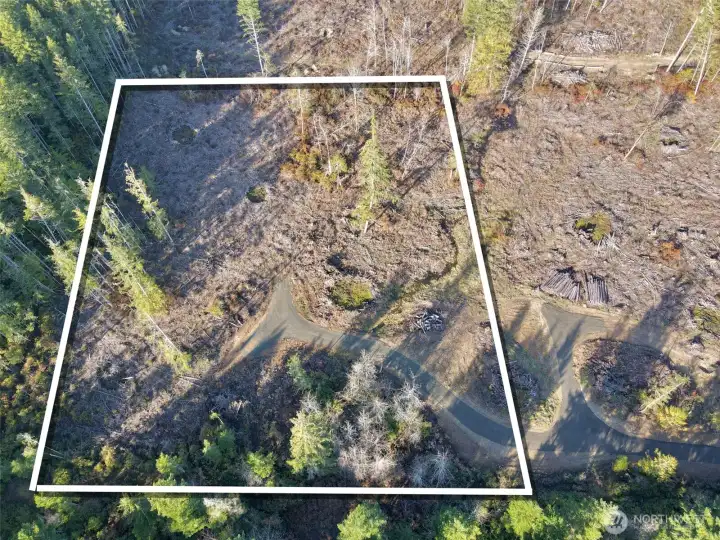 Overhead view with approximate boundaries in white.