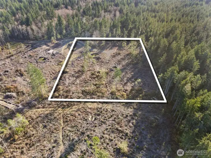 Overhead view with approximate boundaries in white.