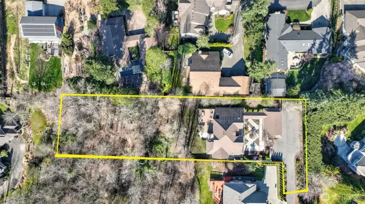 Large lot just under 3/4 of an acre.