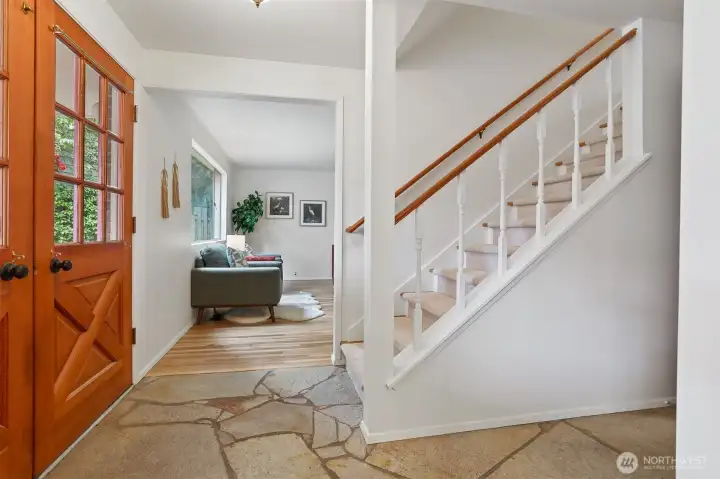 The entry with the original stone flooring.