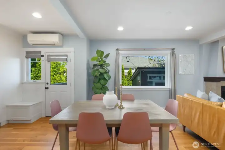 Dining room with access to outdoor ding area and yard