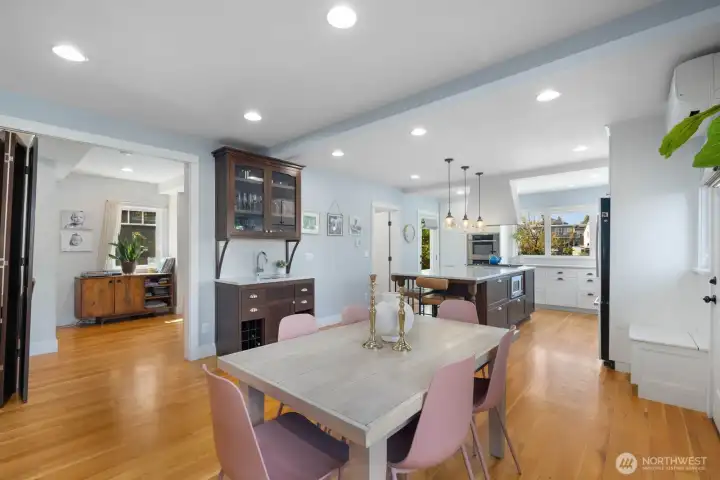 Dining room with custom built wet bar