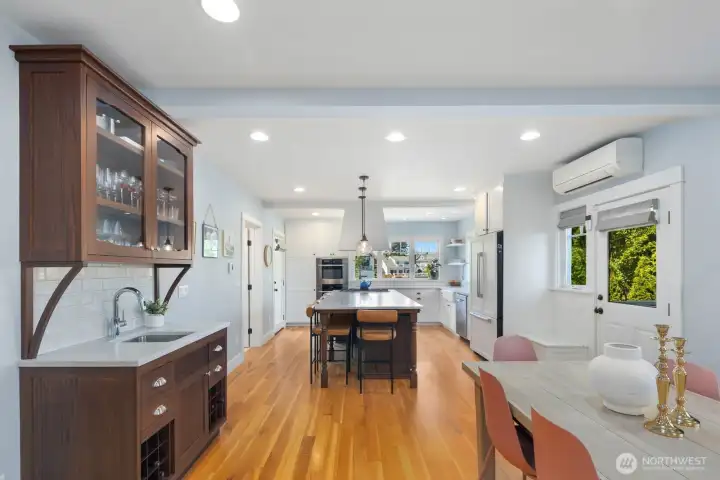 Dining room with custom built wet bar