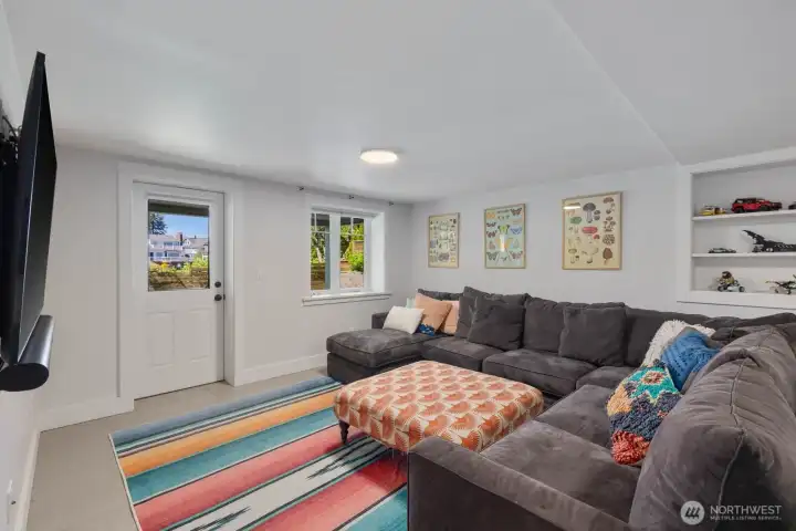 Daylight ground level rec room