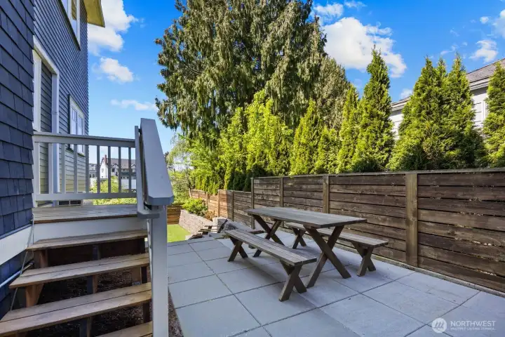 Outdoor dining area off dining room