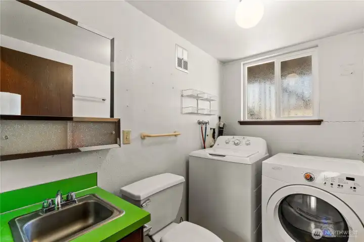 lower level half bath and laundry