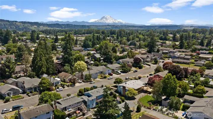 Just a beautiful view of the Mt with home in the center at bottom - no view from home, just a great day!