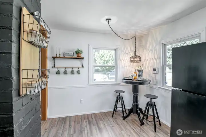 New pendant lighting can be restrung over a full size table.
