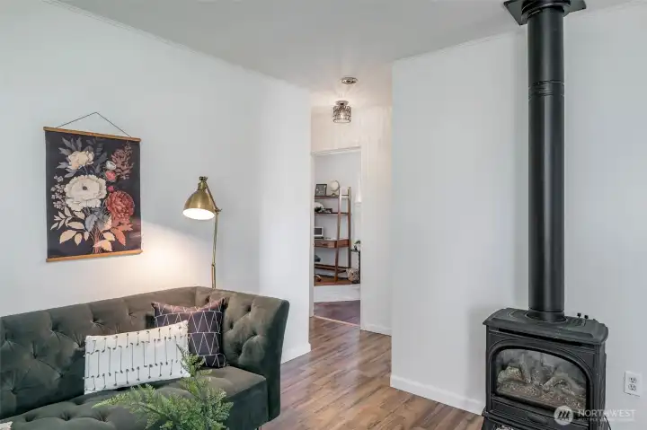 Fireplace centrally located to easily heat entire home
