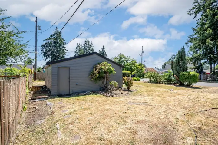 Utilities/washer/dryer connection are just inside the detached garage.