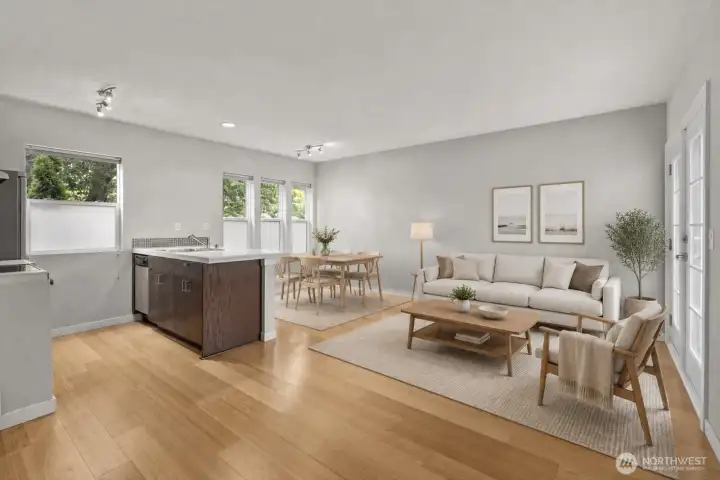 Welcome home! Enter this open floorplan unit, with lots of natural light (virtually staged)