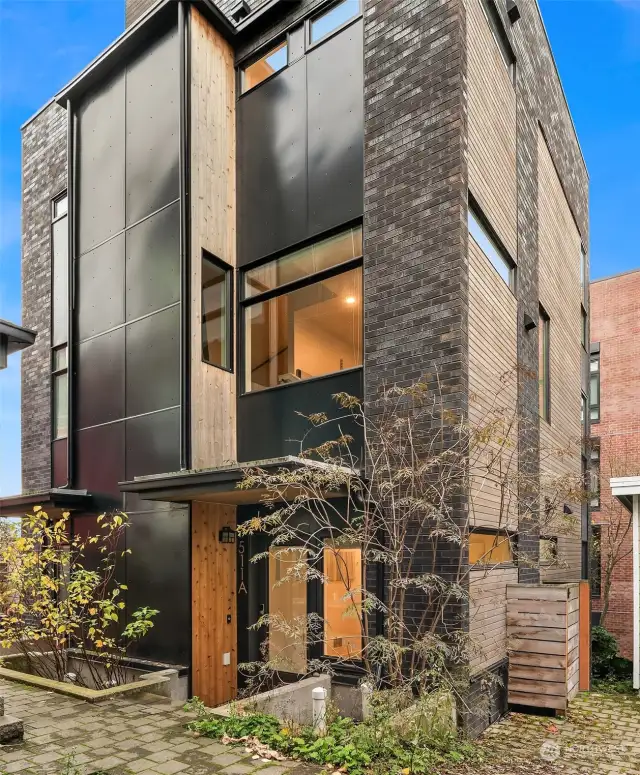 Modern brick and wood exterior