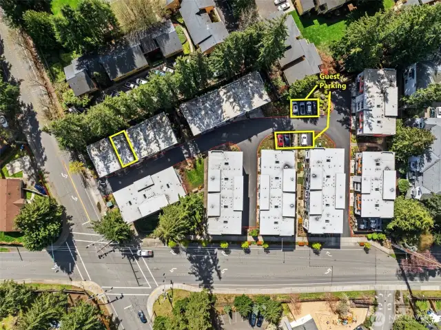 Aerial View of condo  and Guest parking