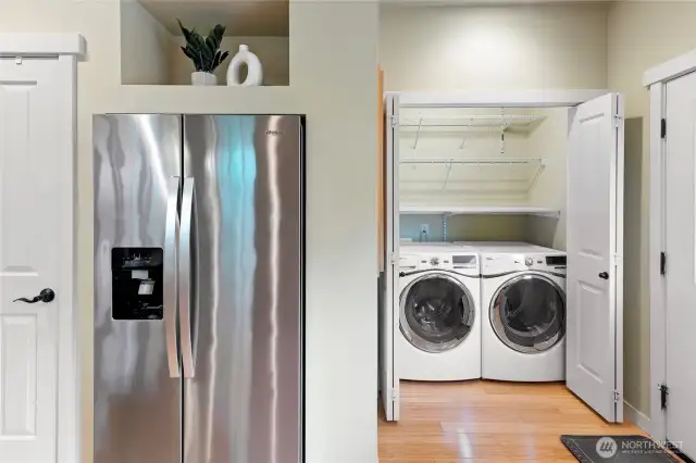 The laundry area is off the kitchen.