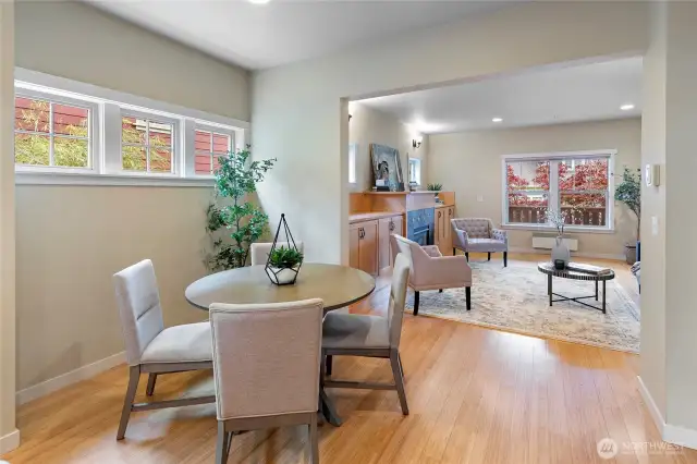 From the kitchen you'll enter the dining area.