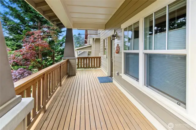 The front porch is big enough for a small crowd.