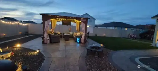 Lighted Cabana and entertainment area