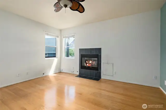 The primary bedroom features its own fireplace.