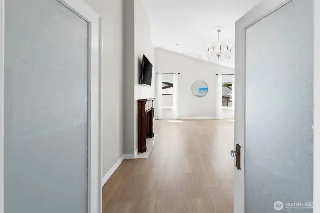 French doors into the main floor primary bedroom