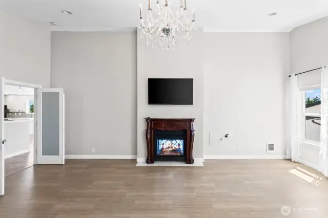 Main floor primary with vaulted ceilings