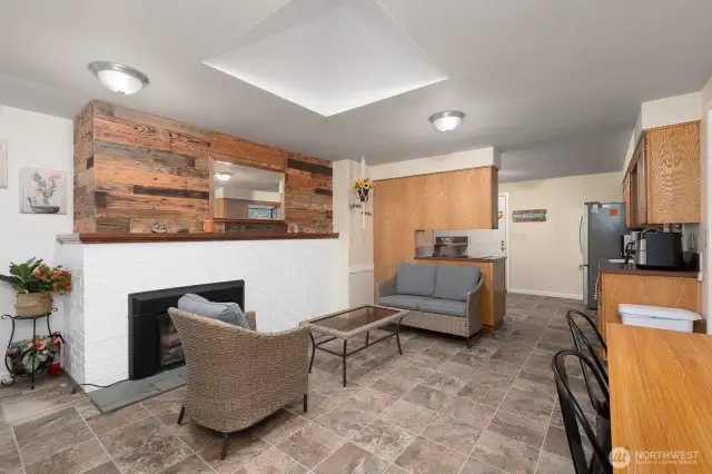 Additional sitting/family room featuring fireplace.