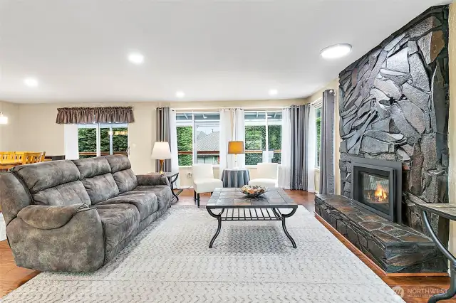 Large Living Room With Columbia Basalt Gas Fireplace
