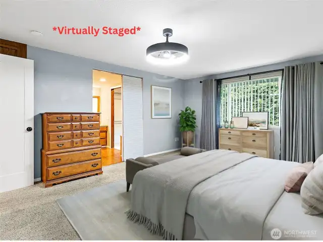 *Virtually Staged* Primary Bedroom W/Attached Bath & Walk In Closet