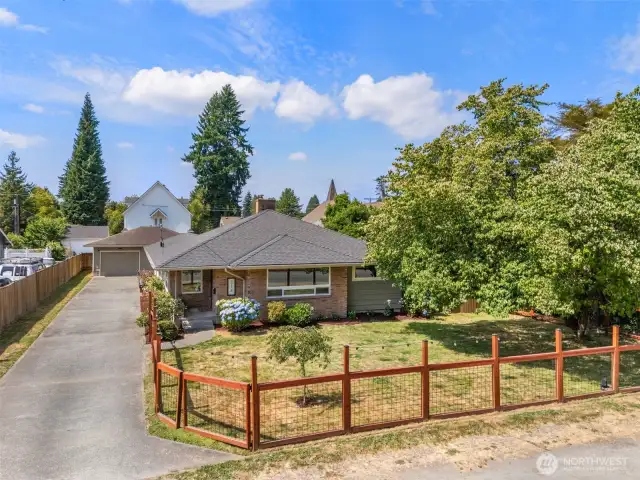 Fully fenced back and front yards; multiple gates for easy access.