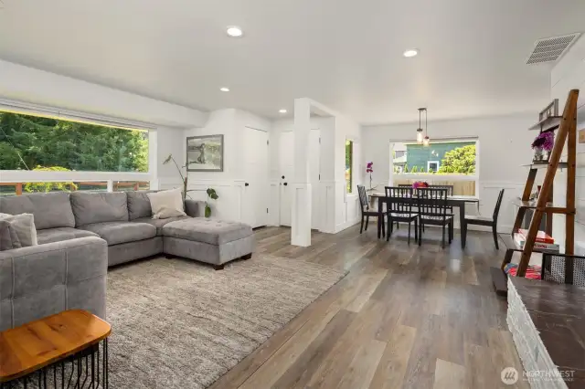 Open main living area floor plan; entry coat closet near front door