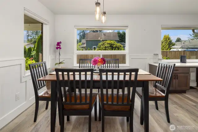 Dining room located near kitchen